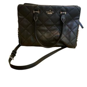 Kate Spade Emerson Place Olivera Quilted Satchel Black and Gold